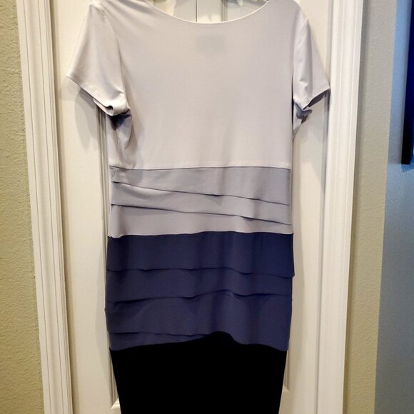 Julian Taylor New York Dress White Grey & Black Ruffled Layered ~ Size 10 - Picture 2 of 4